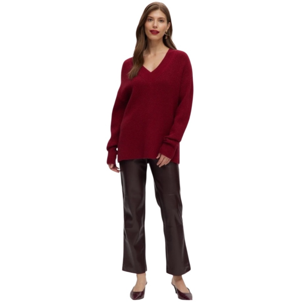 Hilary Radley Lurex Sweater with metallic threads Red Medium
